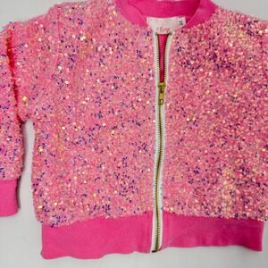 Mila & Rose Bubble‎ Gum Pink Zip Up Sequin Jacket Toddler Girls Size 3T- Sparkly